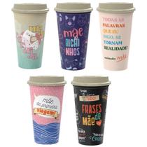 Copo de Café com Tampa Sortido Homenagem Mãe 500ml Plasútil