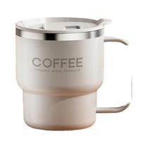 Copo De Café De Aço Inoxidável Com Dupla Parede Isolada E Alça, À Prova De Vazamentos, Caneca Copo De Café De Aço Inoxidável Com Dupla Parede Isolada E Alça, À Prova De Vazamentos, Caneca