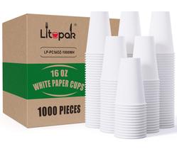 Copo de café de papel descartável LITOPAK 1000 pacote 473mL branco