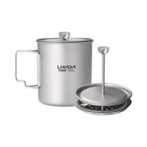 Copo De Café De Titânio De 750ml Com Tampa, Cafeteira French Press Lixada Para Camping E Cozinha Ao Copo De Café De Titânio De 750ml Com Tampa, Cafeteira French Press Lixada Para Camping E Cozinha Ao