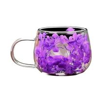 Copo De Café De Vidro Com Flores Secas De 350ml, Copo De Chá Com Alta Resistência a Temperaturas Com