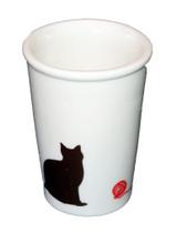 Copo de Cerâmica Branco com Desenho Fofo de Gatinho Copo de Cerâmica Branco com Desenho Fofo de Gatinho