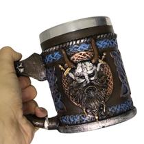 Copo de Cerveja Chopp Caneca Bárbaro 300 ML Nórdica Medieval Caveira