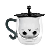 Copo De Chá De Vidro Duplo Em Forma De Gato De 250ml Com Alça, Caneca De Café Resistente À