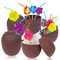 Copo de coco de 500 ml, pacote com 6 unidades de plástico havaiano, Luau Party Droutti