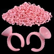 Copo de cola de cílios, suporte de cola de cílios 300PCS, anéis de cola de cílios para suprimentos de extensão de cílios, copo de anel de cílios rosa, anéis de maquiagem para nail art, suprimentos de extensão de cílios, ferramentas de artista de