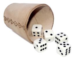 Copo De Couro Lançador Com 5 Dados - General Yahtzee Bozó