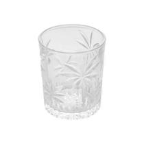 Copo de Cristal Baixo Whisky Água Palm Tree Coqueiro Transparente 340ml Wolff