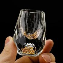 Copo De Cristal Em Forma De Gota De Água Com Folha De Ouro E Diamante, Copo De Baijiu De Alta Copo De Cristal Em Forma De Gota De Água Com Folha De Ouro E Diamante, Copo De Baijiu De Alta