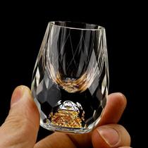 Copo De Cristal Luxuoso Com Fundo Duplo Em Folha De Ouro Para Vodka Sake Shochu Bar Licor Presente