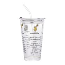 Copo de Drink com Canudo Lyor de Vidro 450ml