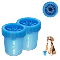 Copo de lavador de silicone portátil LoboJack para limpeza de patas para cães azul