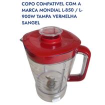 Copo De Liquidificador Mondial L-850w L-900w sangel Cristal com tampa Vermelho (1809)