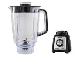 Copo De Liquidificador Mondial Turbo Glass L1400 Preto Em Cristal Completo C/ Tampa E Faca