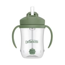 Copo de palha Dr. Brown's Milestones Baby's First 270 ml de azeitona 6m+