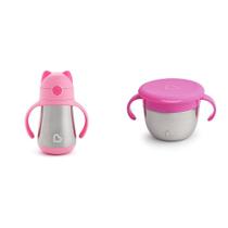 Copo de palha infantil e conjunto coletor de lanches de aço inoxidável Copo de palha infantil e conjunto coletor de lanches de aço inoxidável