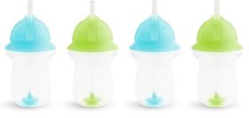 Copo de palha infantil Munchkin Any Angle 300 ml, pacote com 4, azul/verde
