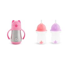 Copo de palha Munchkin Cool Cat em aço inoxidável para criança de 240 ml Copo de palha Munchkin Cool Cat em aço inoxidável para criança de 240 ml