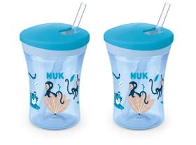 Copo de palha NUK Evolution Blue 240 ml (pacote com 2)