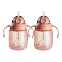 Copo de palha Tommee Tippee Starter 300 ml ou mais com alças rosa, pacote com 2 unidades