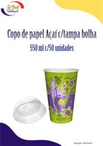 Copo de Papel Açaí 550 ml c/tampa bolha c/50 unid. - açaiterias, açai (9995692)