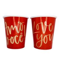 Copo de Papel Compose - Love You Amo Você - 08 unidades - Cromus - Rizzo