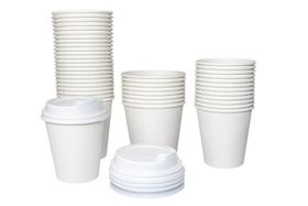 Copo de Papel Ecologico Biodegradável Com Tampa 180ml 50Un.
