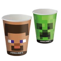 Copo De Papel Festa Minecraft 200ml C/ 8 Unid.