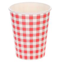 Copo de Papel Junino Silver Xadrez Vermelho 10 Unidades 270ml