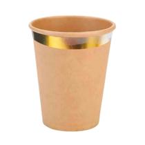 Copo De Papel Kraft Silver Com Borda Dourada 270ml 10un Copo De Papel Kraft Silver Com Borda Dourada 270ml 10un
