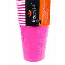 Copo de Papel Liso Rosa 10 unidades Silver