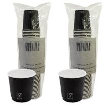 Copo De Papel Preto 110Ml Biodegradável Térmico C/100 Copo De Papel Preto 110Ml Biodegradável Térmico C/100