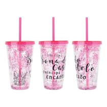 Copo de Plástico 450ml Shine Teen com Canudo - Art Brink