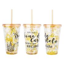 Copo de Plástico 450ml Shine Teen com Canudo - Art Brink