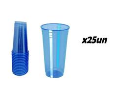 Copo De Plástico Balada Neon Azul 300ml 25 Unidades