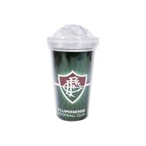 Copo de plástico com canudo 450ml - fluminense