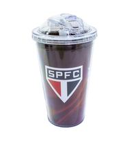 Copo de Plástico Com Canudo 450ml São Paulo SPFC