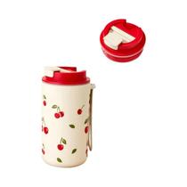 Copo De Plástico Com Padrão De Cereja 350/400ml Com Corda, Caneca Reutilizável Para Leite E Café