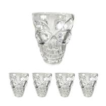 Copo de shot caveira festa de halloween mini crânio 55ml - 4 unidades