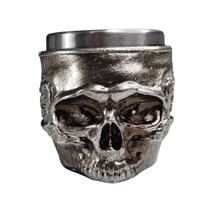 Copo De Shot Decorativo Medieval Geek Crânio Caveira Prateado 50ml Em Resina e Aço Inox