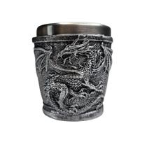 Copo De Shot Prateado Fantasia Medieval Dragão de Resina Interior em Aço Inox 50ml Copo De Shot Prateado Fantasia Medieval Dragão de Resina Interior em Aço Inox 50ml