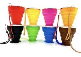 Copo De Silicone 200ml Reutilizável Dobrável Com Alça