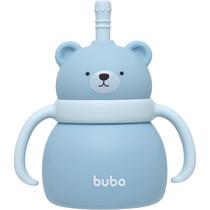 Copo de Silicone com Canudo Ursinho 200ml - Azul - Buba Copo de Silicone com Canudo Ursinho 200ml - Azul - Buba