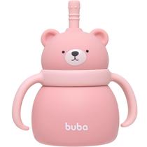 Copo de Silicone com Canudo Ursinho 200ml - Rosa - Buba Copo de Silicone com Canudo Ursinho 200ml - Rosa - Buba