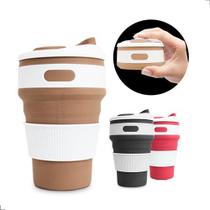 Copo De Silicone Retrátil Dobrável - Ecológico Reutilizável - Marrom