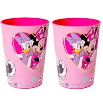 Copo de Suco da Minnie Rosa com Azul 320ML Plasútil Kit c/2 Copo de Suco da Minnie Rosa com Azul 320ML Plasútil Kit c/2
