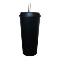 Copo de Tereré Verão Preto com Tampa e Bomba Copo de Tereré Verão Preto com Tampa e Bomba