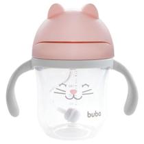 Copo de Transição Alça Canudo Silicone Buba Gatinho Rosa 220ml