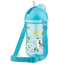 Copo De Transição Cantil Com Canudo Antivazamento Azul Lillo