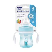 Copo de Transição Chicco 4M+ Azul Bico de Silicone, Antivazamento, 200ml